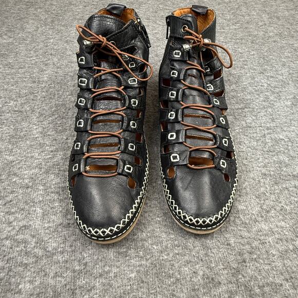 Spring Step Bebejen Lace Up Booties Women's 42 Black Cut Out Scandi Comfort - Picture 1 of 13